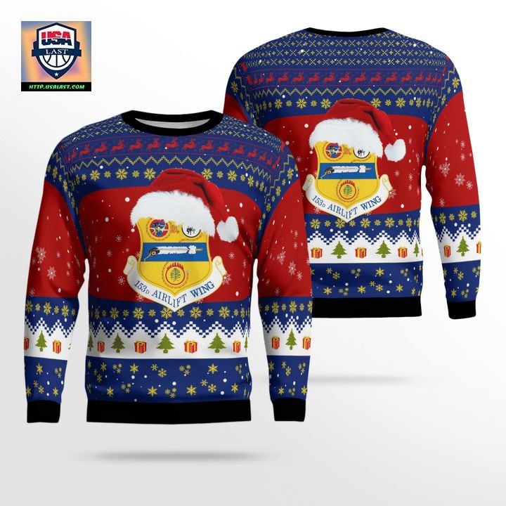  Airlift Wing Wyoming Air National Guard Christmas AOP Sweater