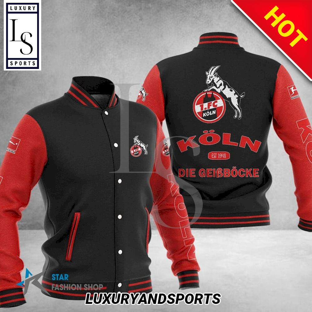 1. FC Koln Black Red Varsity Baseball Jacket for Men & Women | Soccer Team Fan Gift