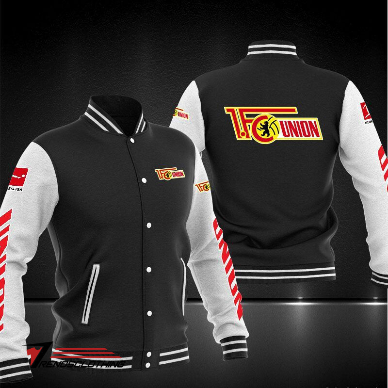 1. FC Union Berlin Black White Varsity Baseball Jacket for Men & Women | Soccer Team Fan Gift