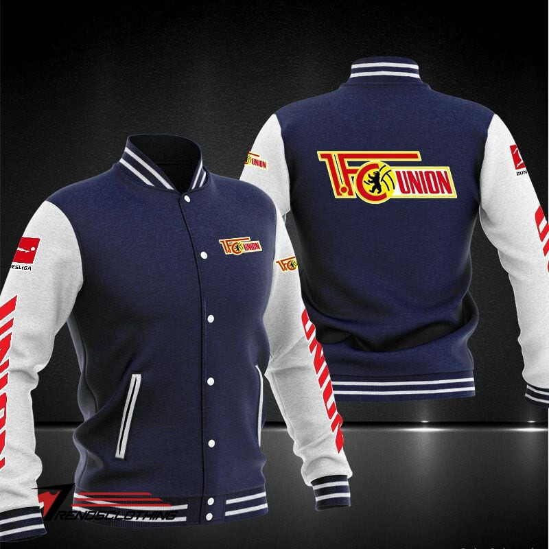 1. FC Union Berlin Dark Blue White Varsity Baseball Jacket for Men & Women | Soccer Team Fan Gift