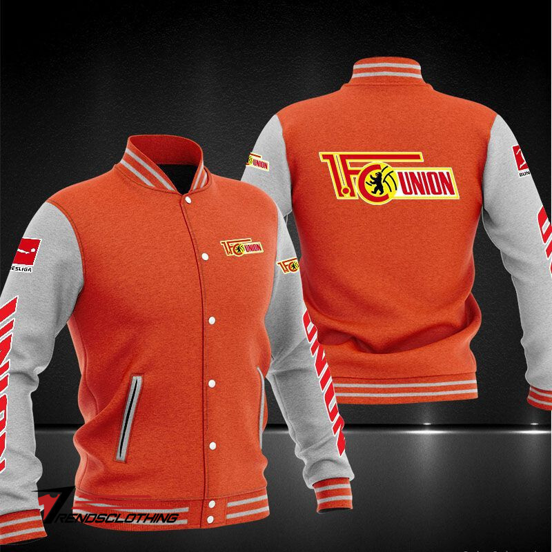 1. FC Union Berlin Orange White Varsity Baseball Jacket for Men & Women | Soccer Team Fan Gift