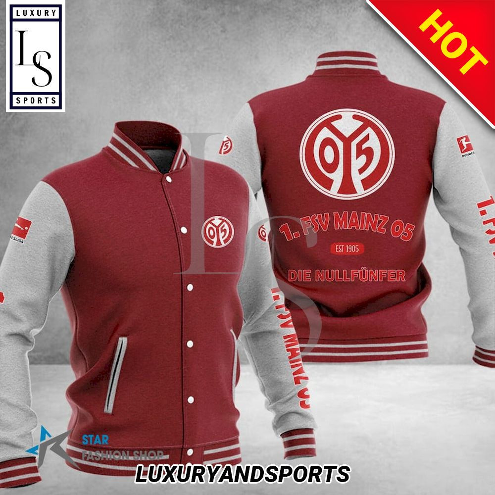 1. FSV Mainz 05 Maroon White Varsity Baseball Jacket for Men & Women | Soccer Team Fan Gift