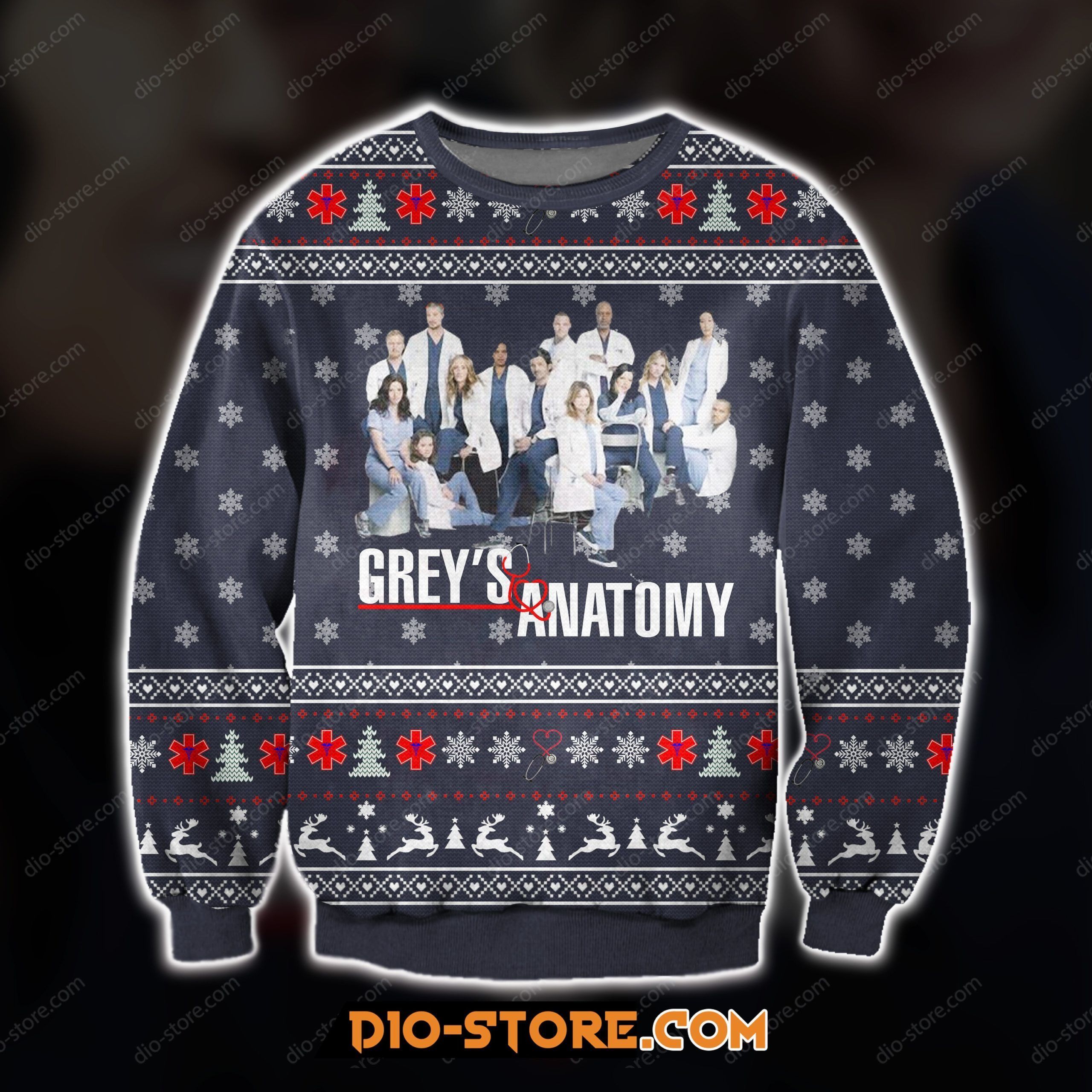 3D All Over Print Knitting Pattern Grey'S Anatomy Ugly Christmas Sweater
