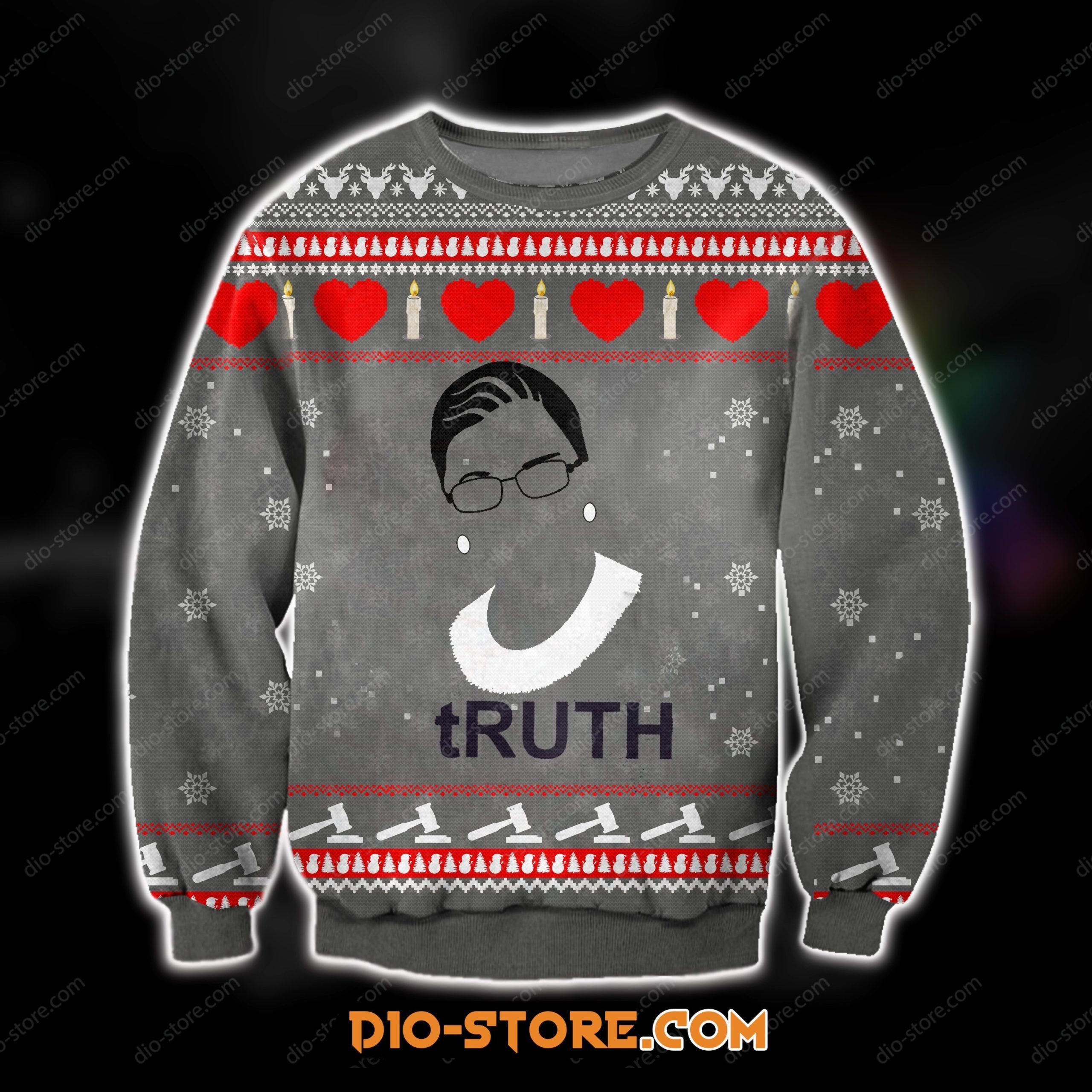 3D All Over Print Knitting Pattern Ruth Bader Ginsburg Ugly Christmas Sweater