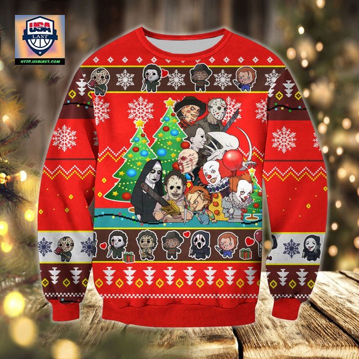 3D Horror Friends Ugly Christmas Sweater