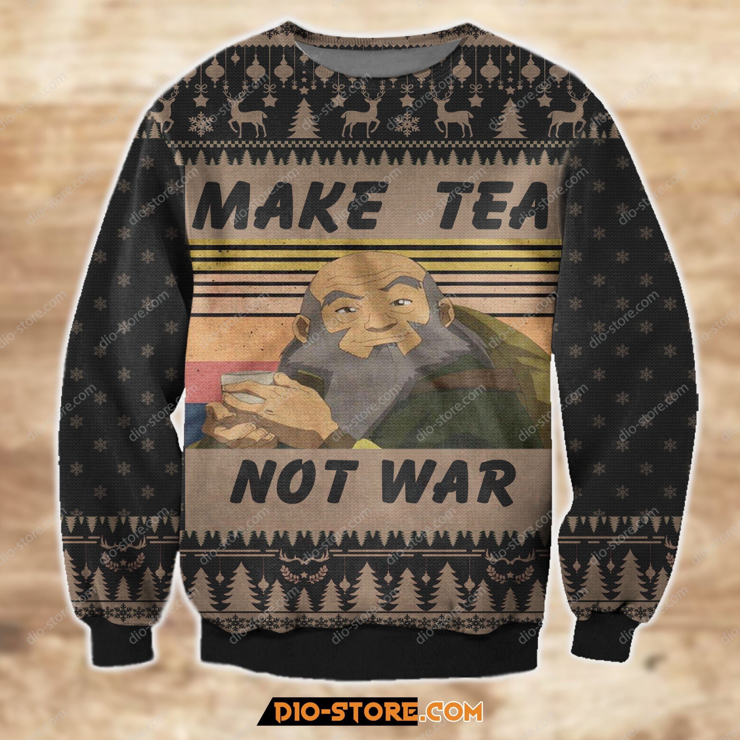 3D Knitting Pattern Make Tea Not War Ugly Christmas Sweater