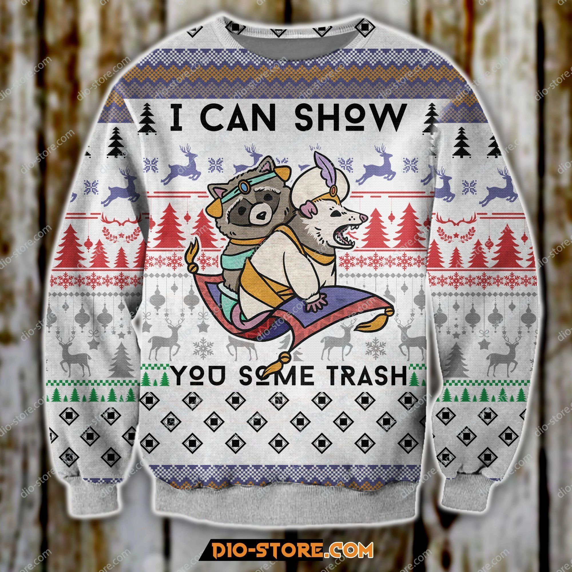 3D Knitting Pattern Raccon I Can Show You Some Trash Ugly Christmas Sweater