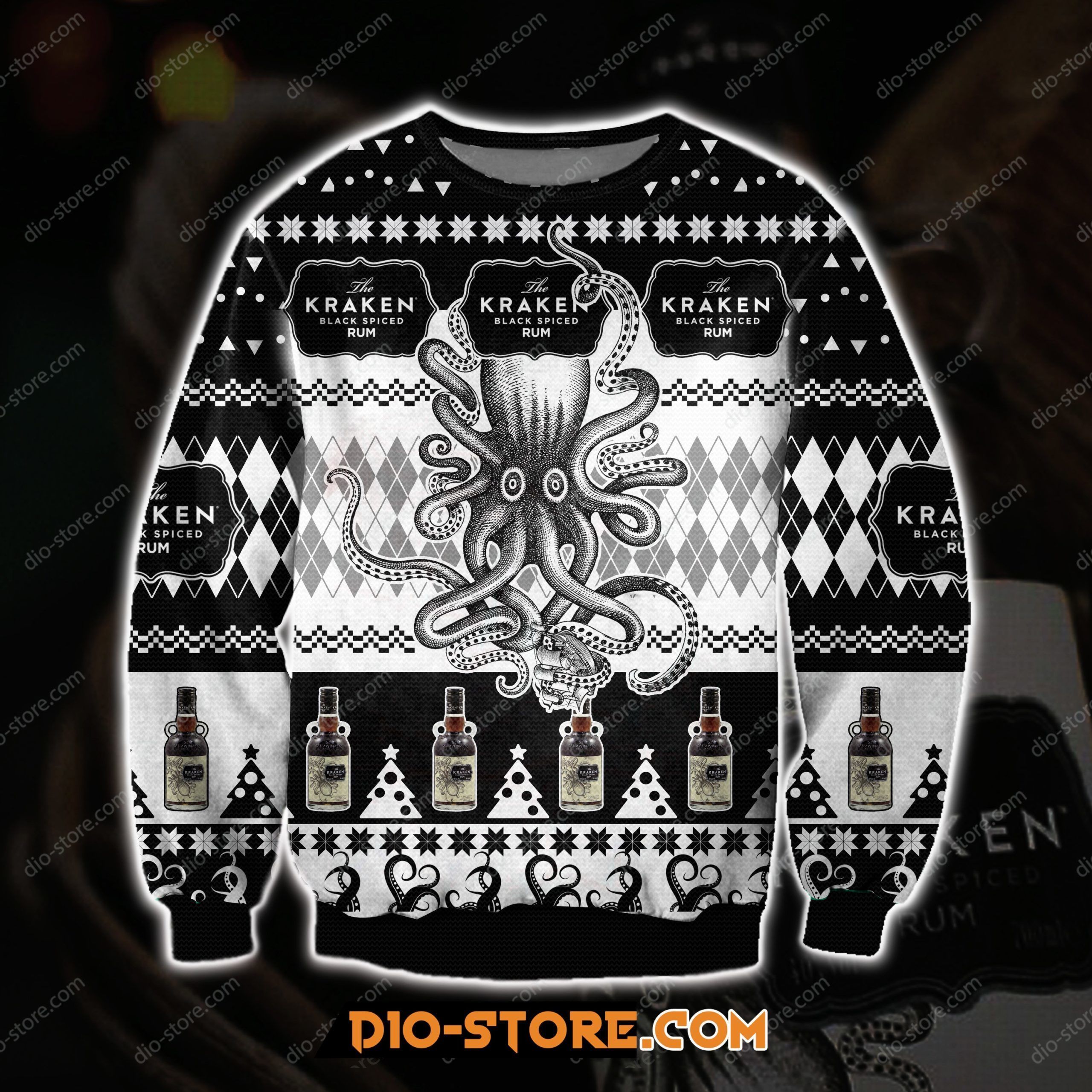 3D Print Kraken Black Spiced Rum Ugly Christmas Sweater