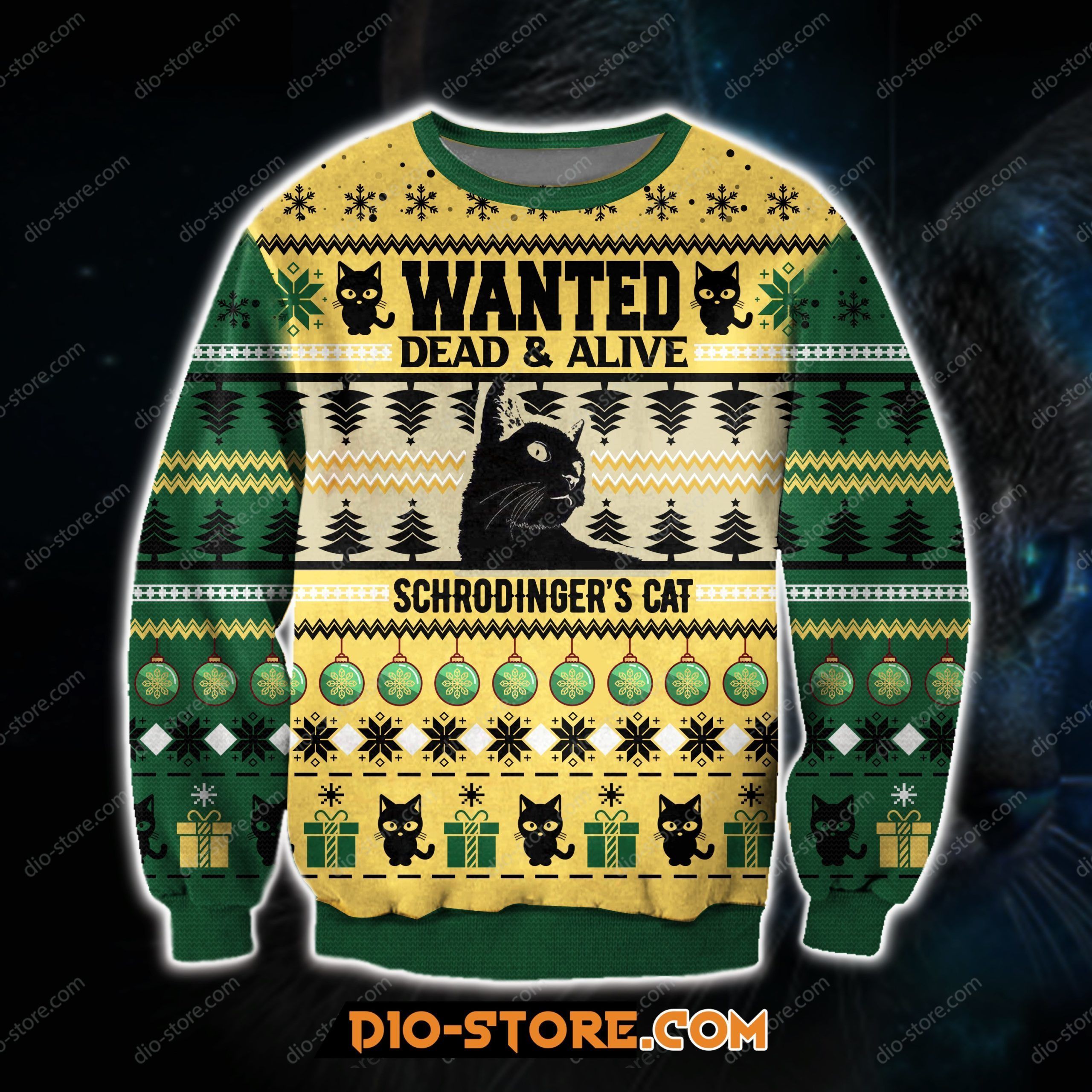 3D Printed Wanted Dead & Alive Schrodinger'S Cat Ugly Christmas Sweater