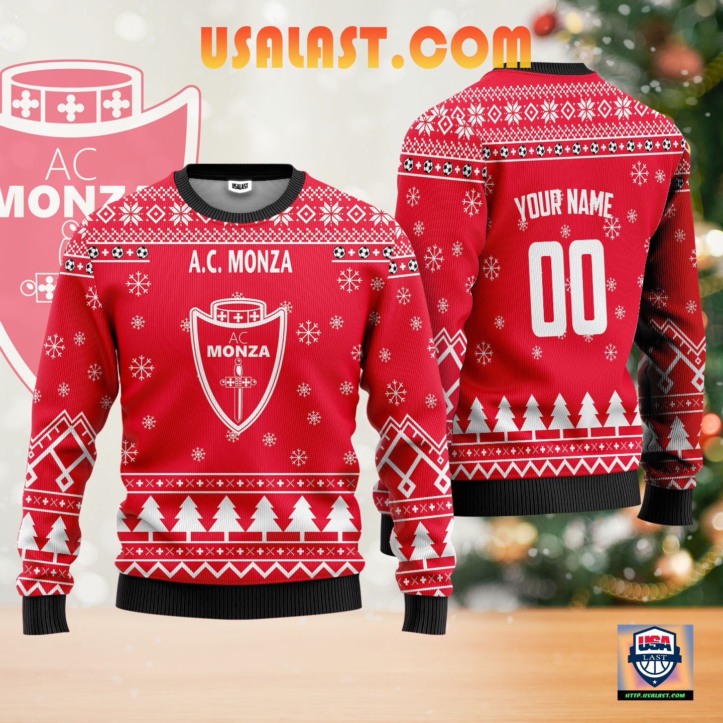 A.C Monza Personalized Ugly Christmas Sweater Red Version