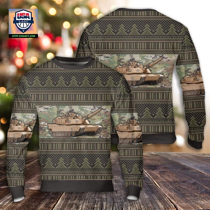 Abrams Battle Tank Christmas AOP Sweater