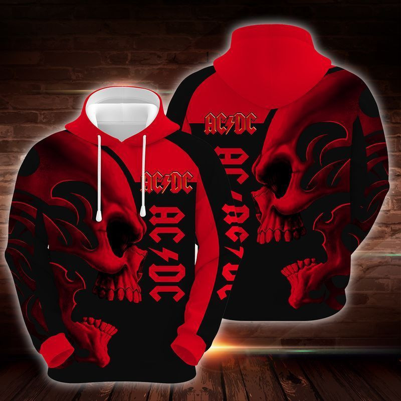 ACDC Hard Rock Skull Red 3D All Over Print Hoodie & Zip Hoodie