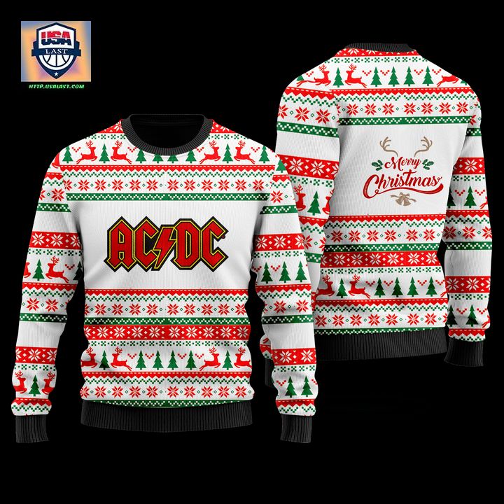 AC/DC Merry Christmas White Ugly Christmas Sweater