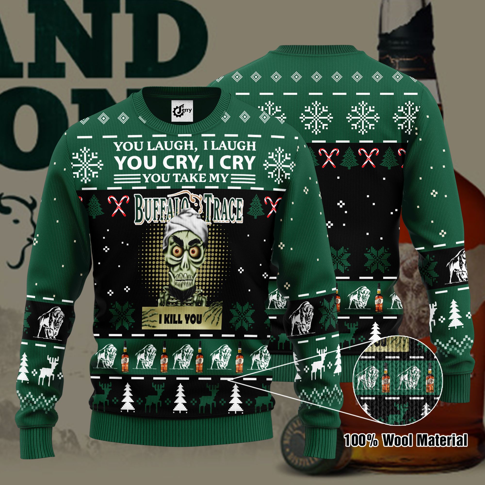 Achmed You Laugh I Laugh You Cry I Cry You Take My Buffalo Trace I Kill You Ugly Christmas Sweater, Hoodie, Zip Hoodie, Bomber Jacket