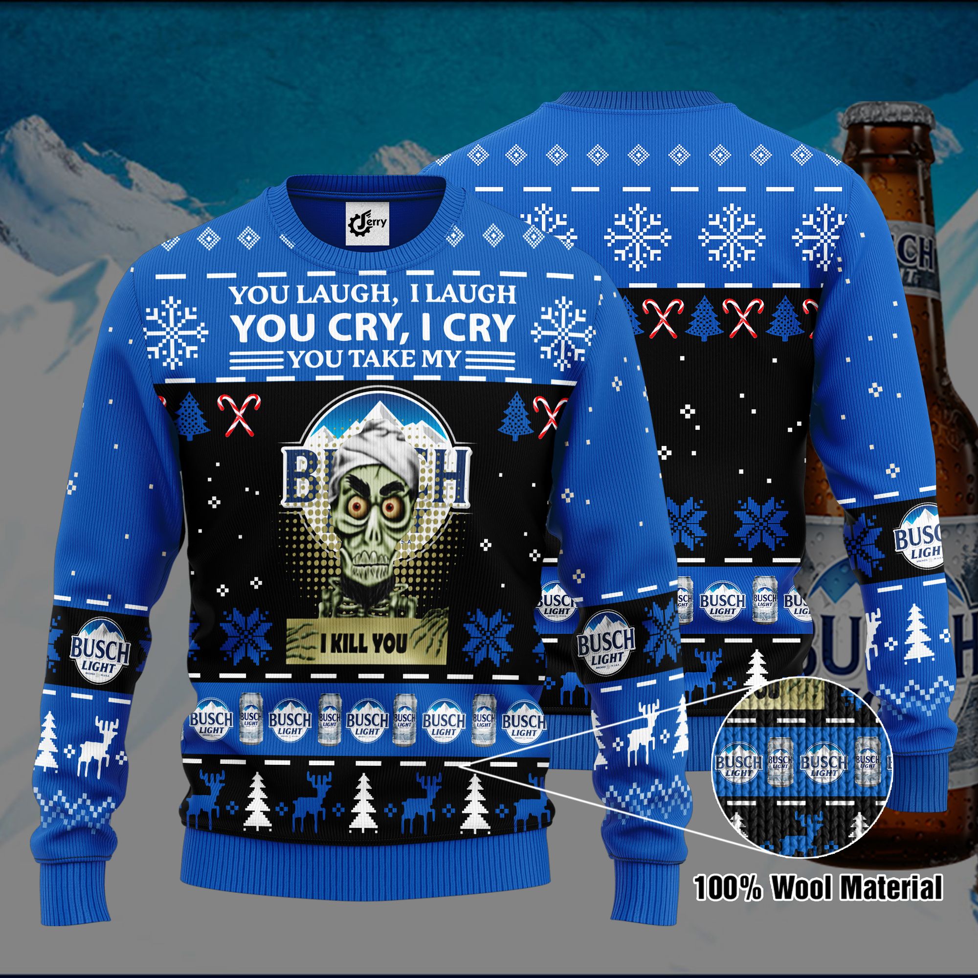 Achmed You Laugh I Laugh You Cry I Cry You Take My Busch Light I Kill You Ugly Christmas Sweater, Hoodie, Zip Hoodie, Bomber Jacket