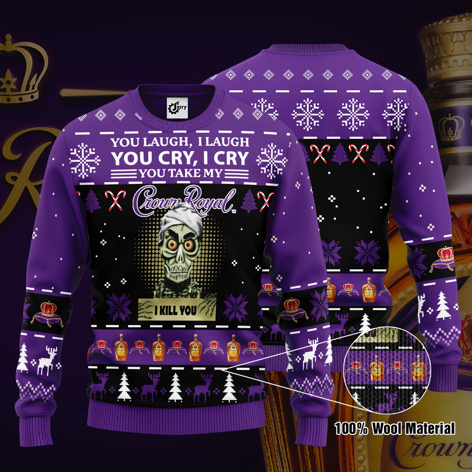 Achmed You Laugh I Laugh You Cry I Cry You Take My Crown Royal I Kill You Ugly Christmas Sweater, Hoodie, Zip Hoodie, Bomber Jacket
