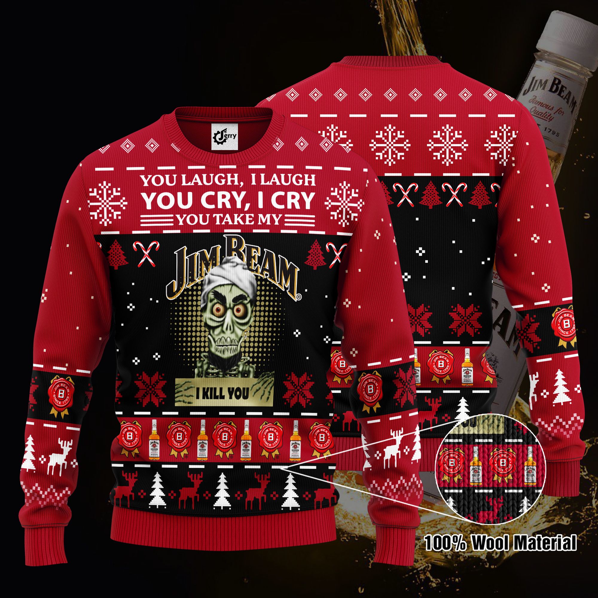 Achmed You Laugh I Laugh You Cry I Cry You Take My Jim Beam I Kill You Ugly Christmas Sweater, Hoodie, Zip Hoodie, Bomber Jacket