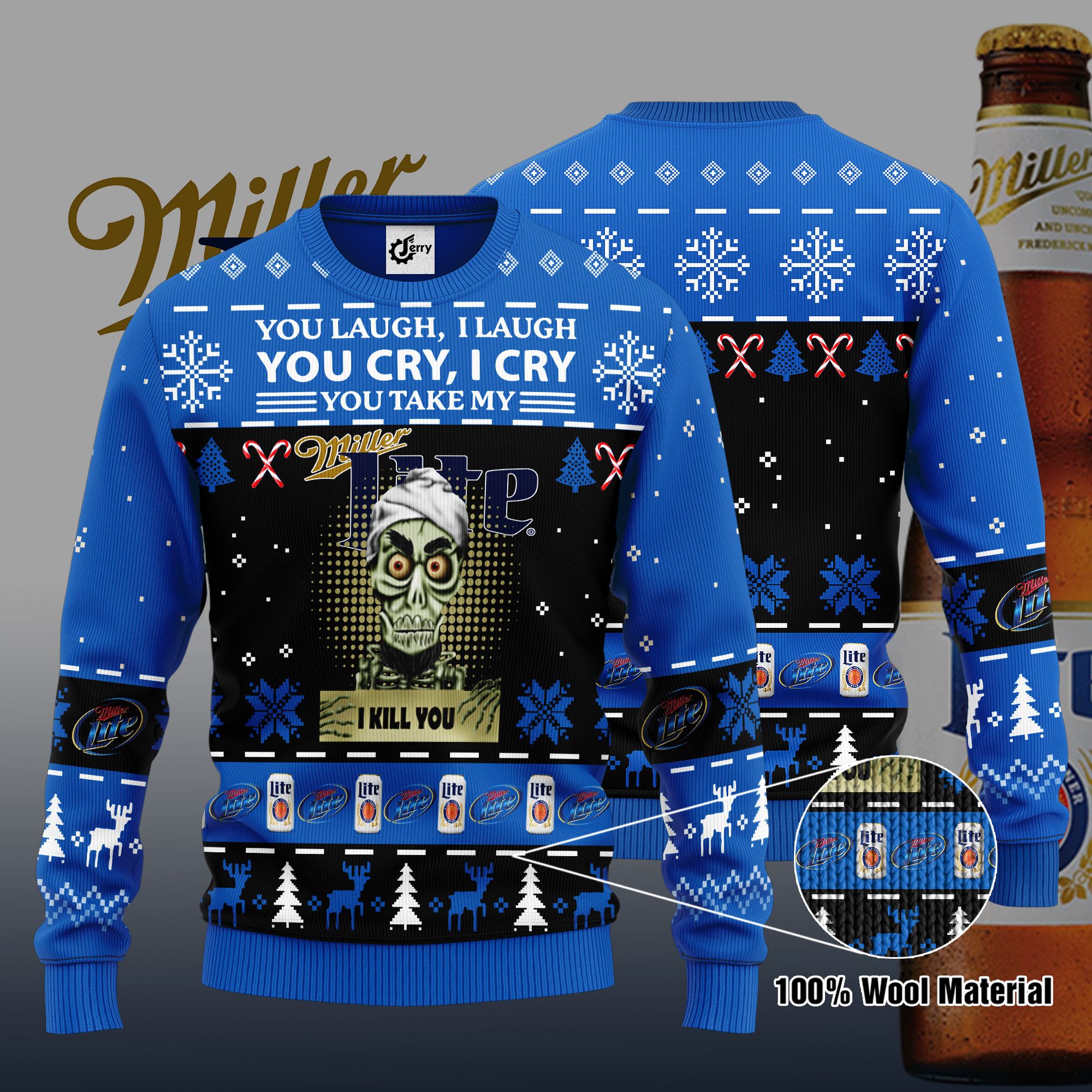 Achmed You Laugh I Laugh You Cry I Cry You Take My Miller Lite I Kill You Ugly Christmas Sweater, Hoodie, Zip Hoodie, Bomber Jacket