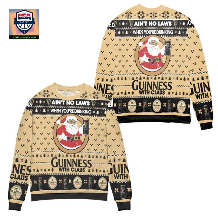 Aint No Laws When Youre Drinking Guinness With Claus Ugly Christmas Sweater