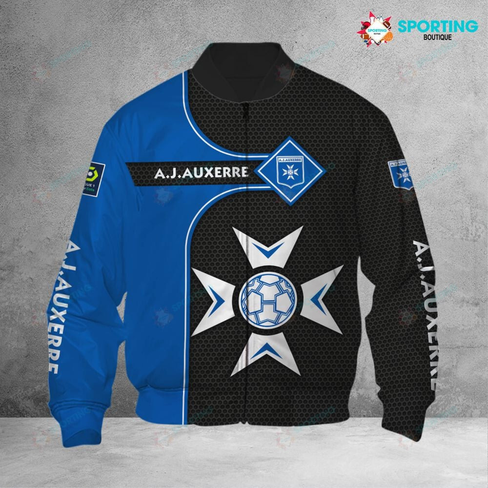 AJ Auxerre Blue Black Bomber Jacket | Streetwear Jacket for Men & Women | Fan Gift