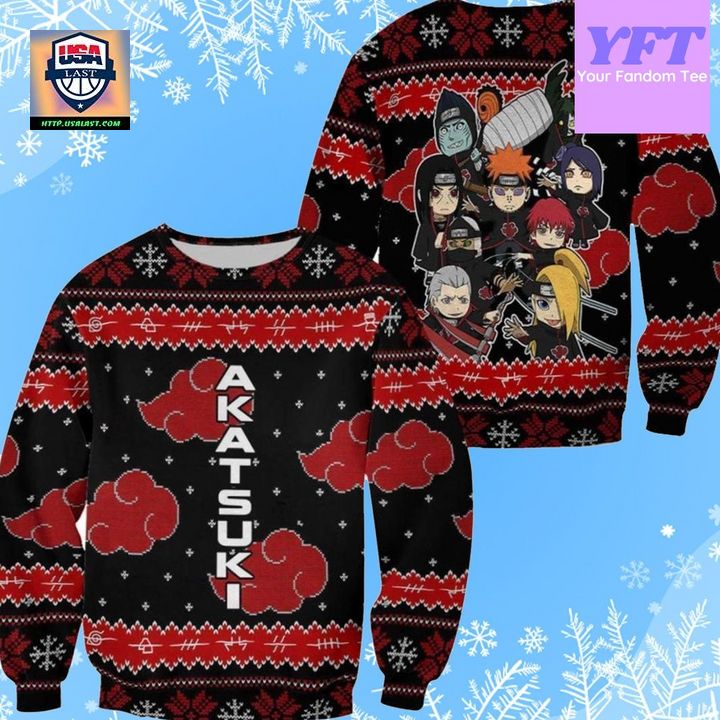 Akatsuki Naturo Akatsuki 3d Ugly Christmas Sweater