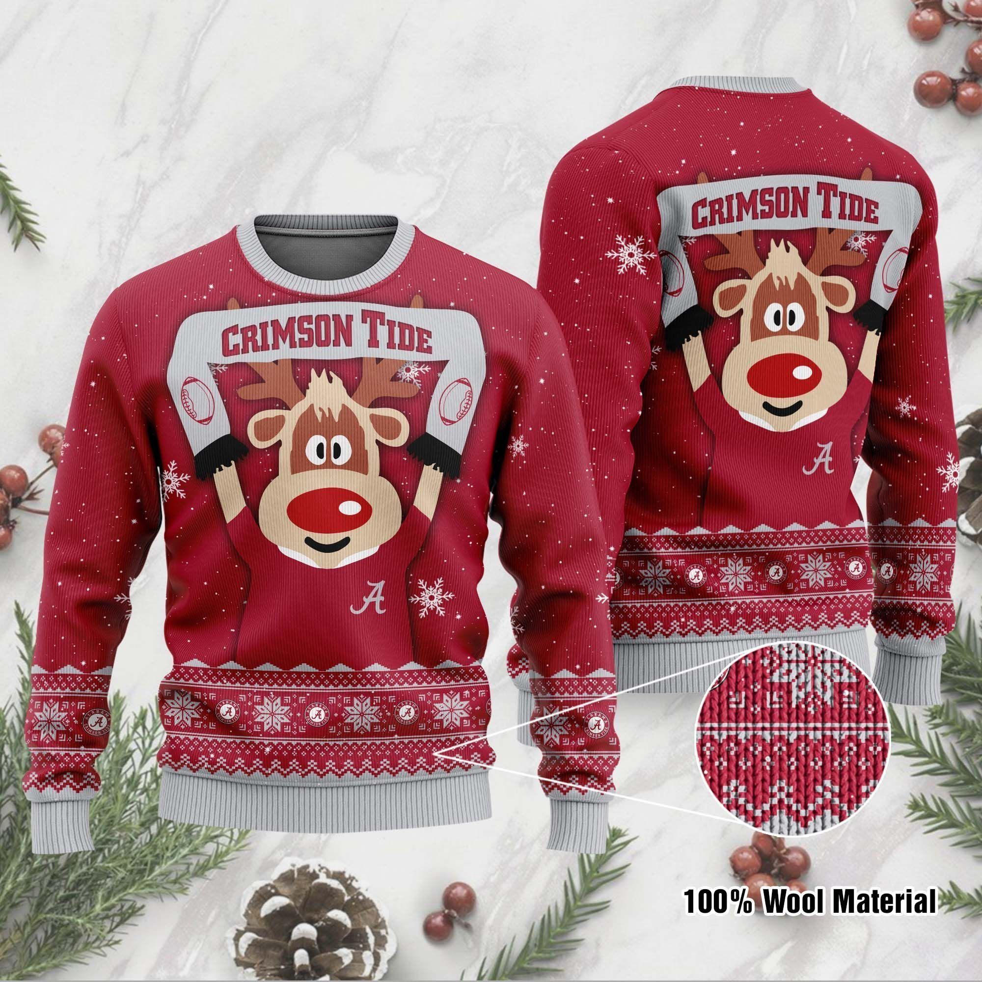 Alabama Crimson Tide Funny Ugly Christmas Sweater Holiday Xmas Party Men Women Plus Size