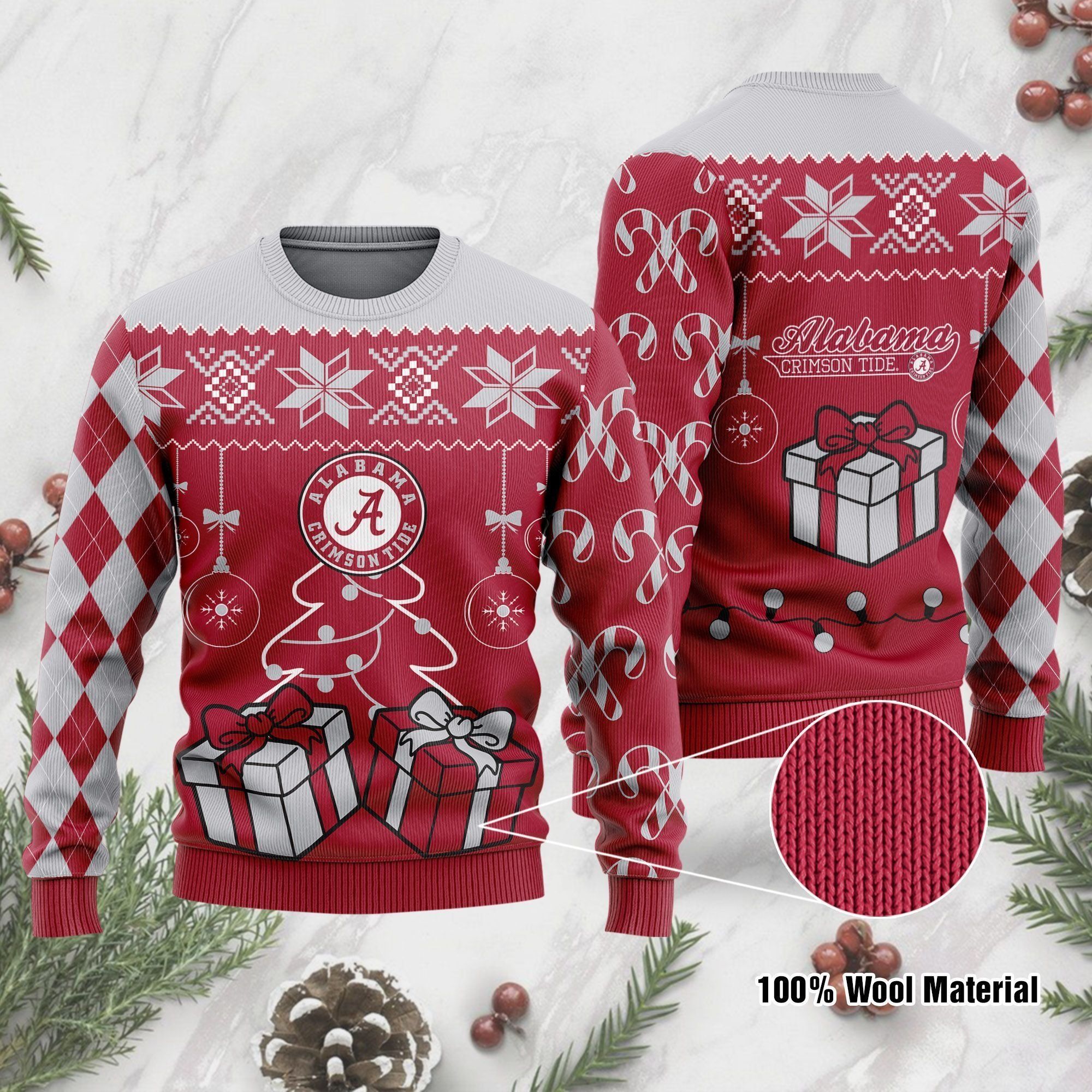 Alabama Crimson Tide Funny Ugly Christmas Sweater Holiday Xmas Party Men Women Plus Size