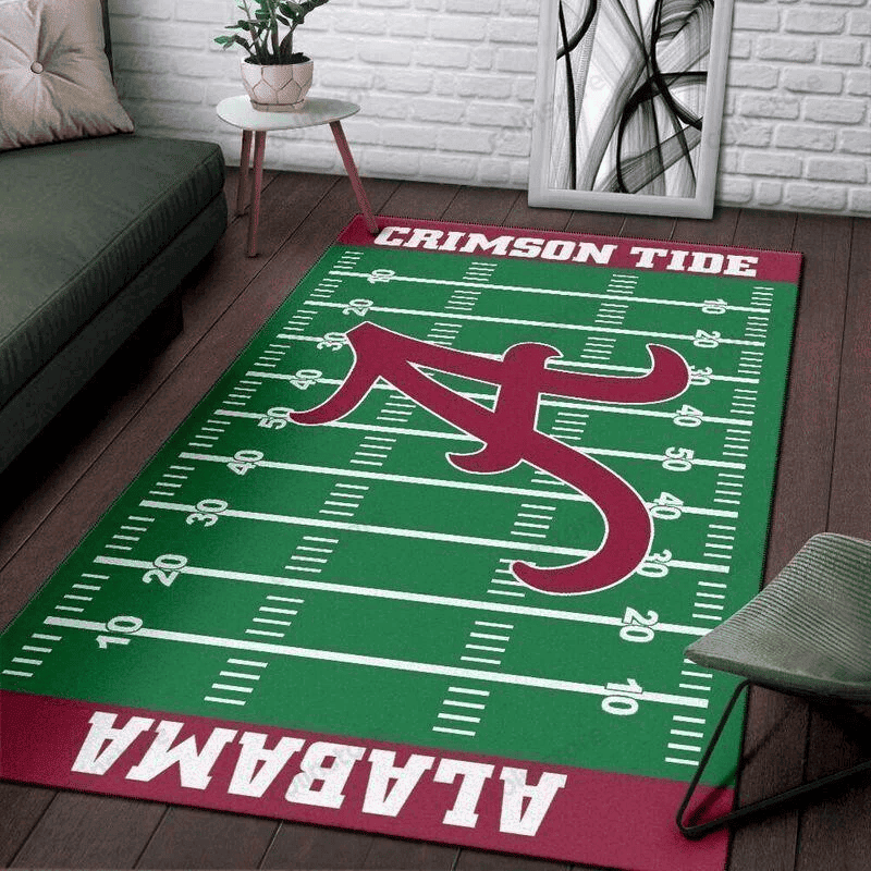Alabama Crimson Tide Home Field Rectangle Area Rug – Full Print Carpet For Living Room & Bedroom Home Decor