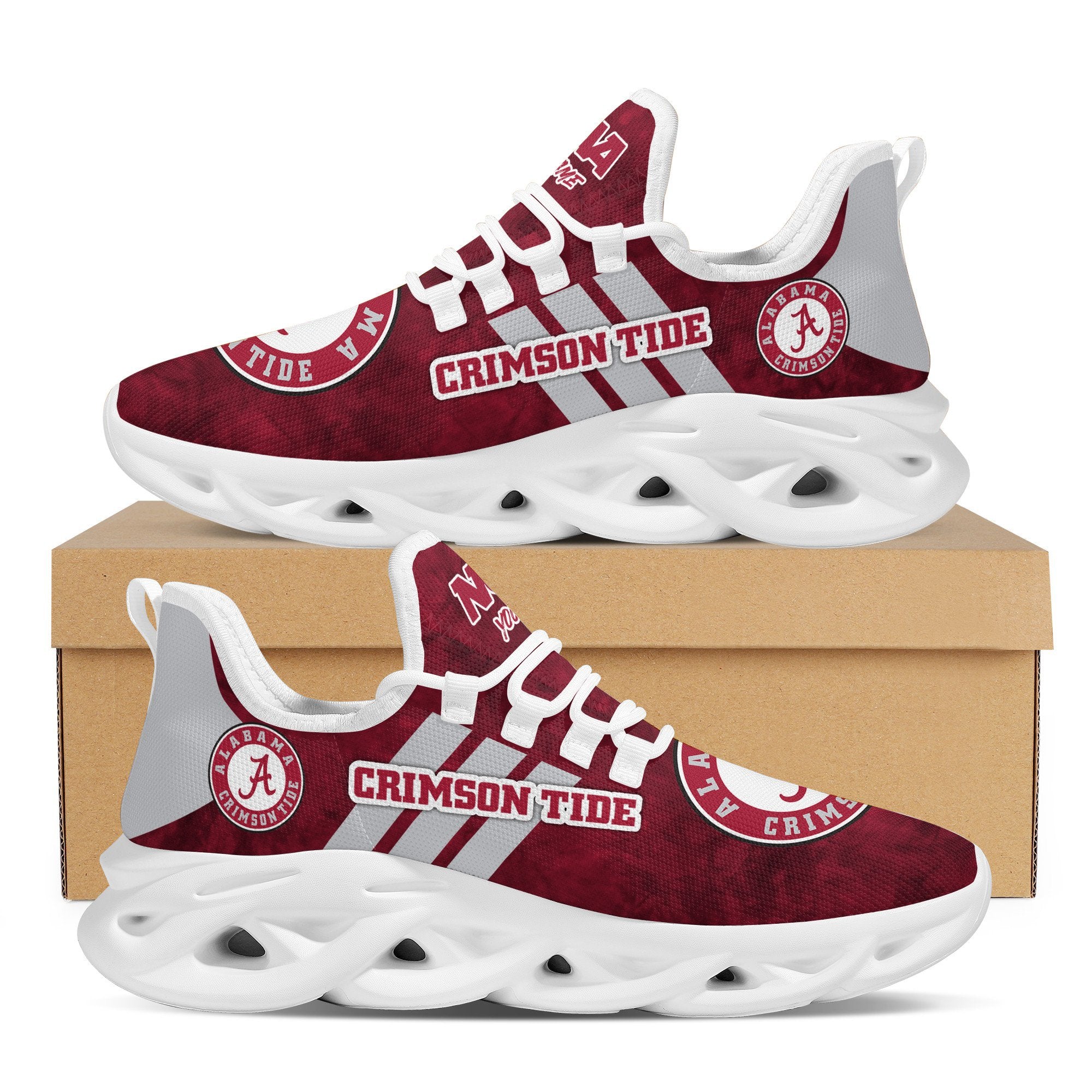 Alabama Crimson Tide Max Soul Shoes Sneakers for Men And Women – NCAA Fan Shoes, Team Sneakers