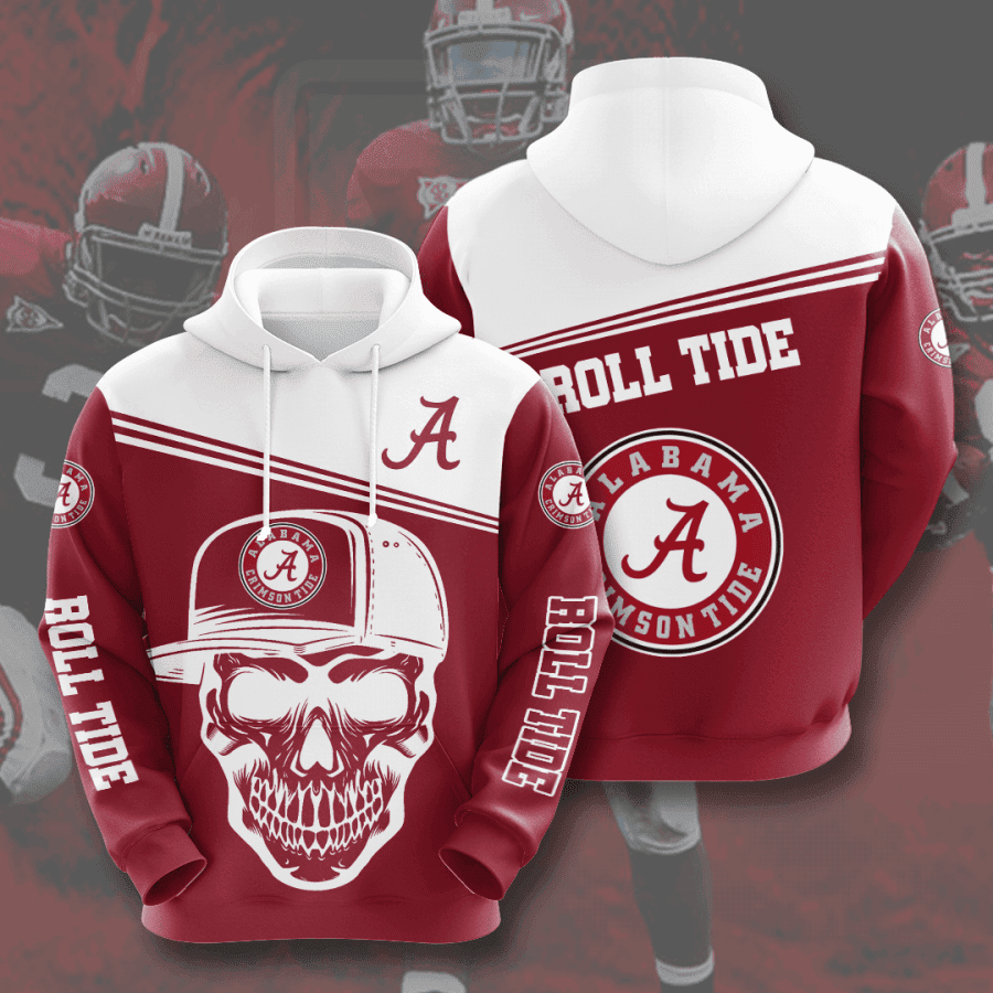 Alabama Crimson Tide NCAA Skull 3D All Over Print Hoodie & Zip Hoodie