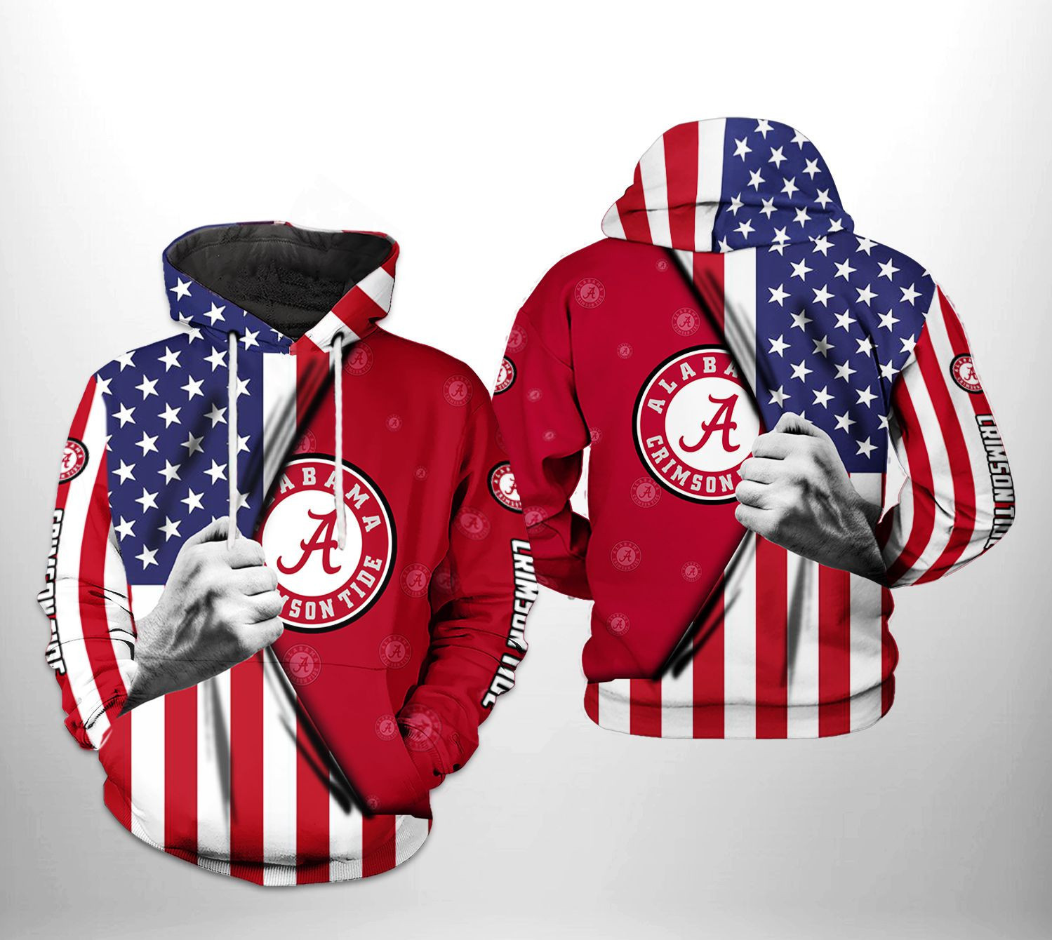 Alabama Crimson Tide NCAA US FLag 3D All Over Print Hoodie & Zip Hoodie