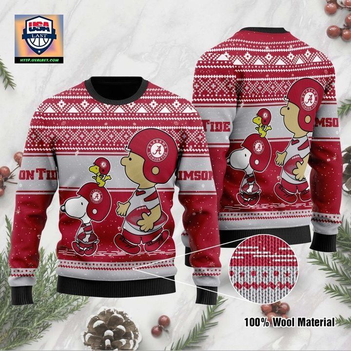 Alabama Crimson Tide Snoopy And Charlie Brown Ugly Christmas Sweater