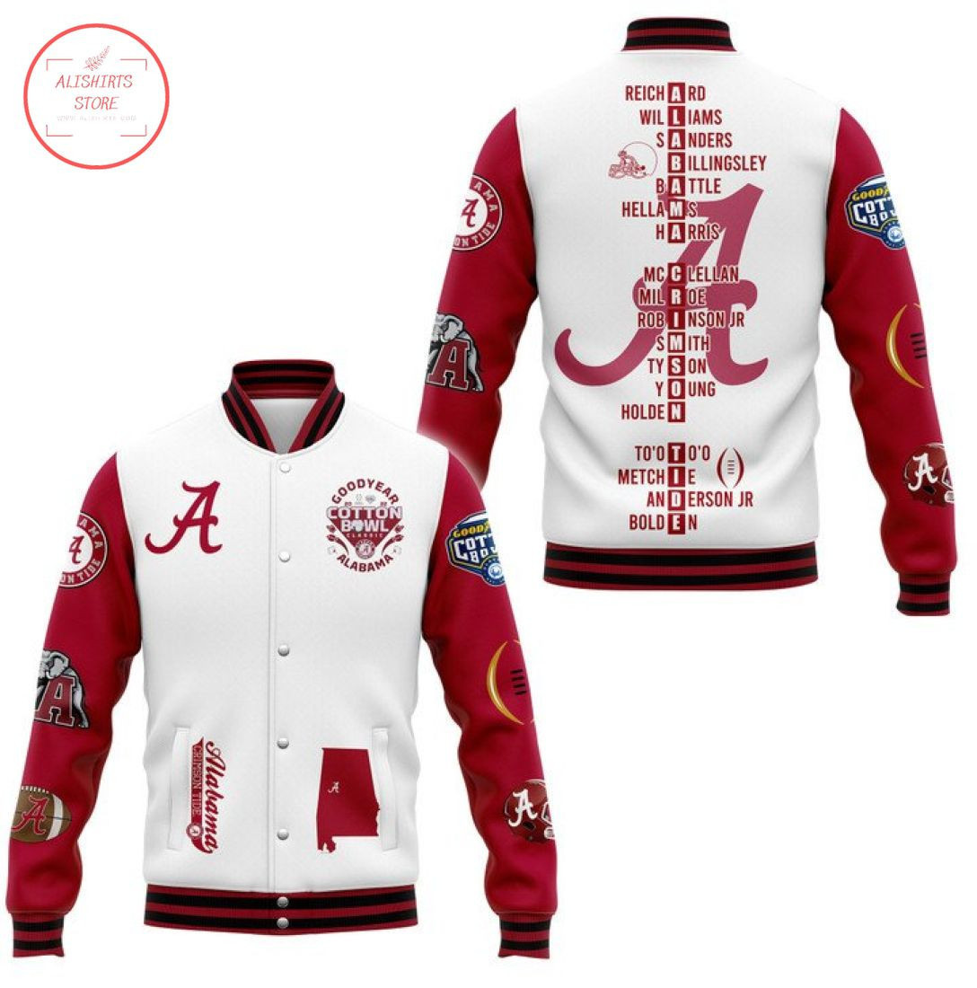 Alabama Crimson Tide Varsity Baseball Jacket for Men & Women | NCAA Team Fan Gift