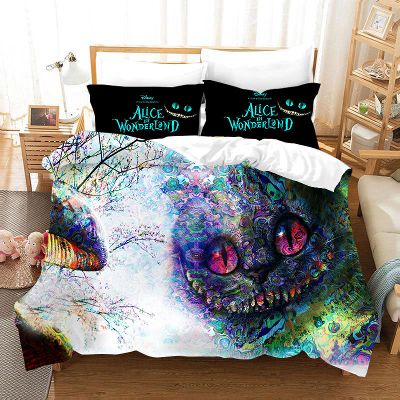 Alice In Wonderland Duvet Cover Quilt Cover Pillowcase Bedding Set Bed Linen Home Bedroom Decor