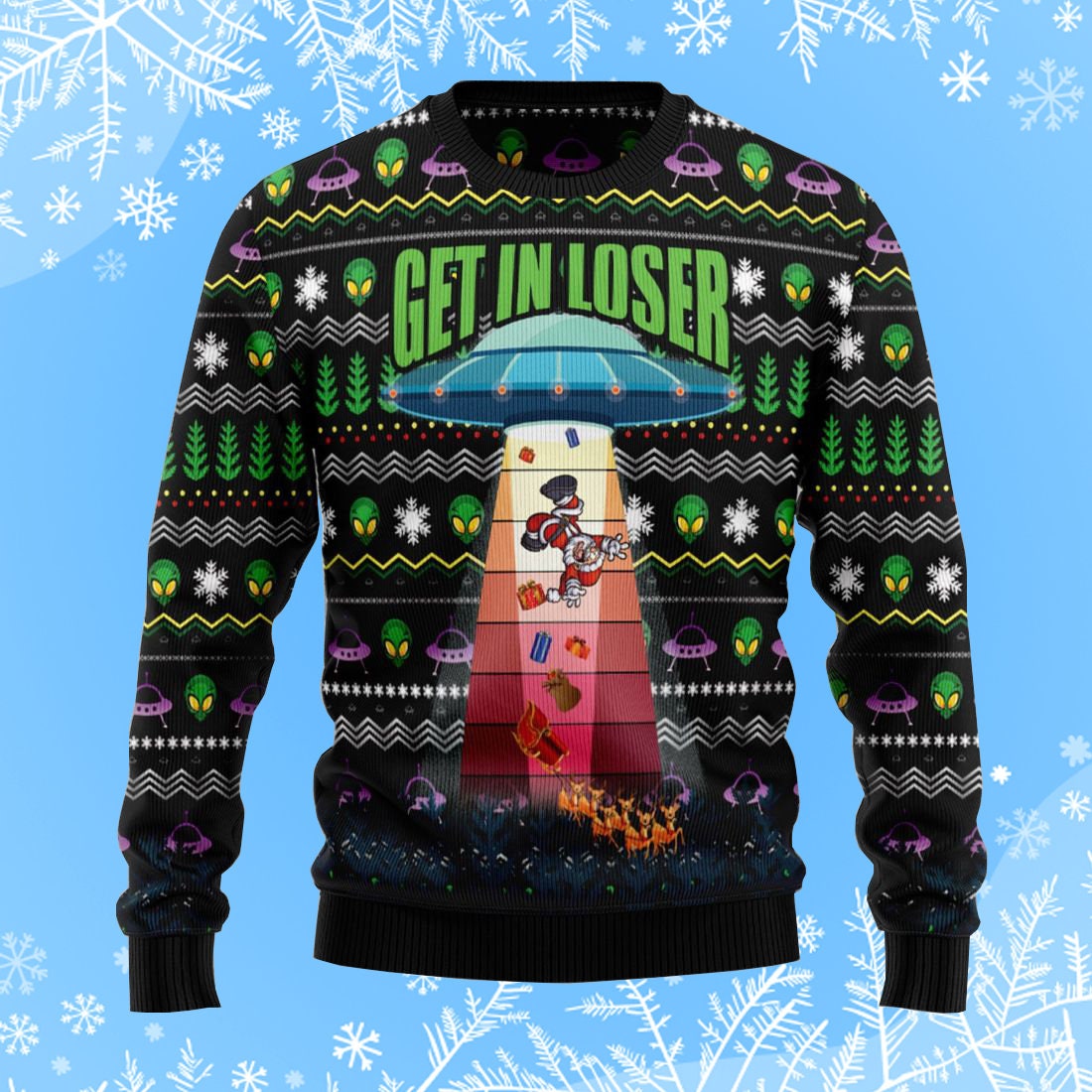 Alien Get In Loser Ugly Christmas Sweater