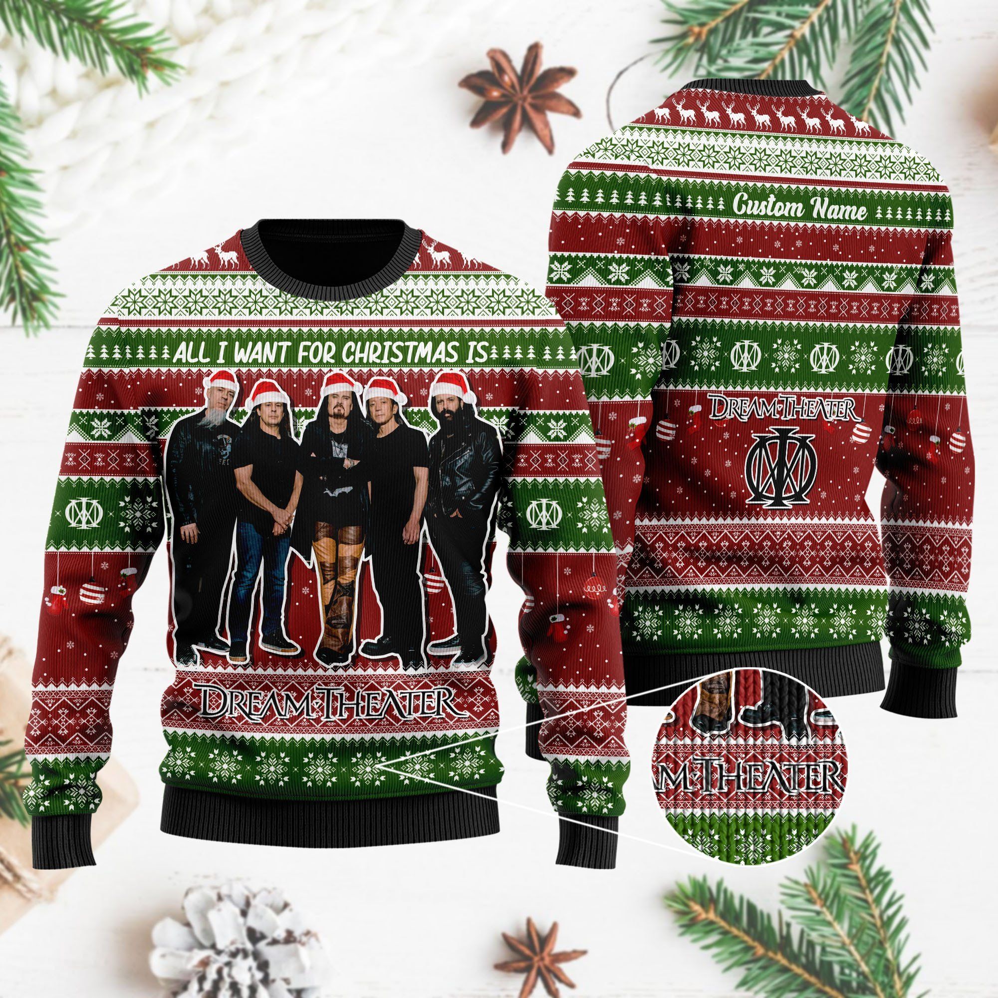 All I want for Christmas is Dream Theater Custom Name Xmas Ugly Christmas Sweater