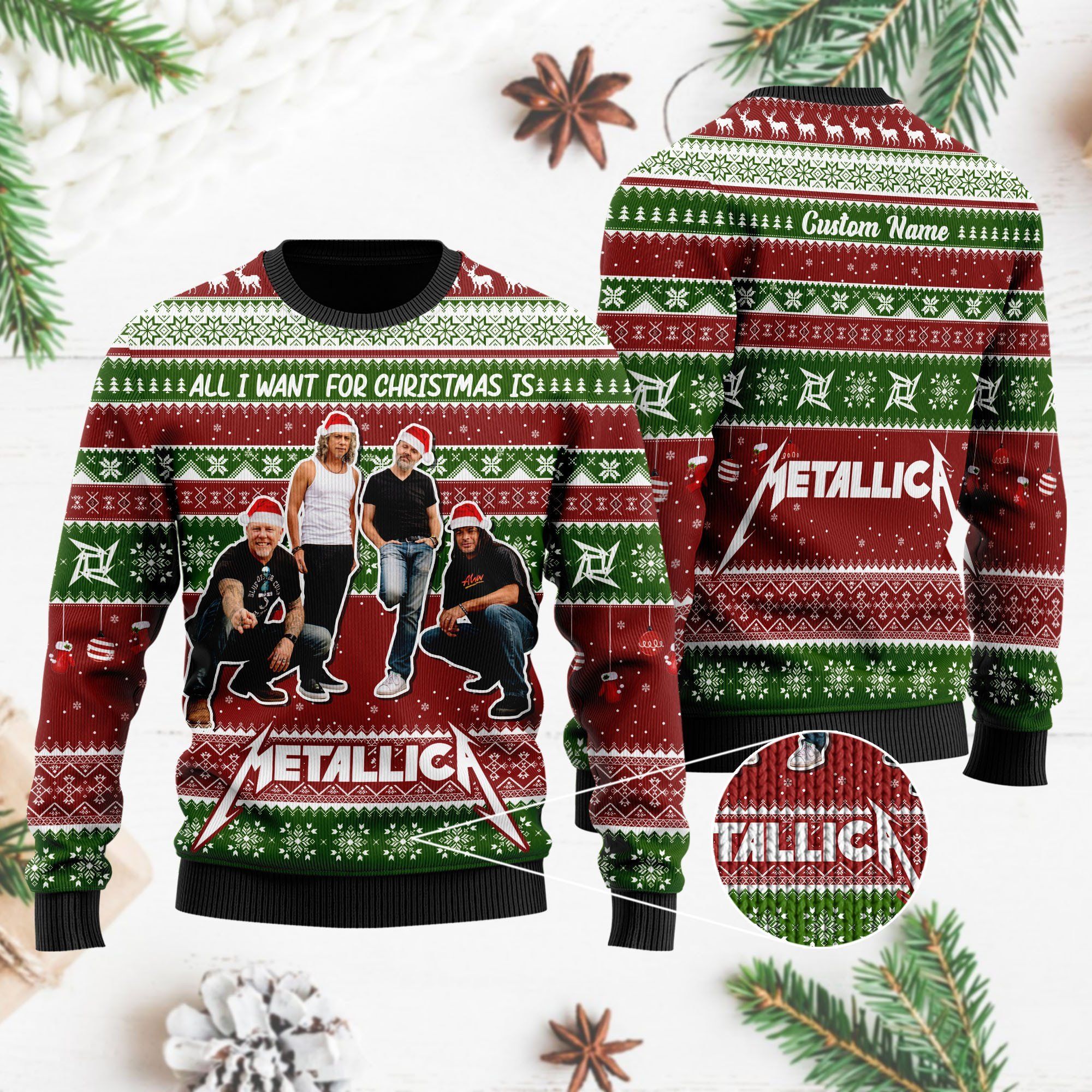 All I want for Christmas is Metallica Custom Name Xmas Ugly Christmas Sweater