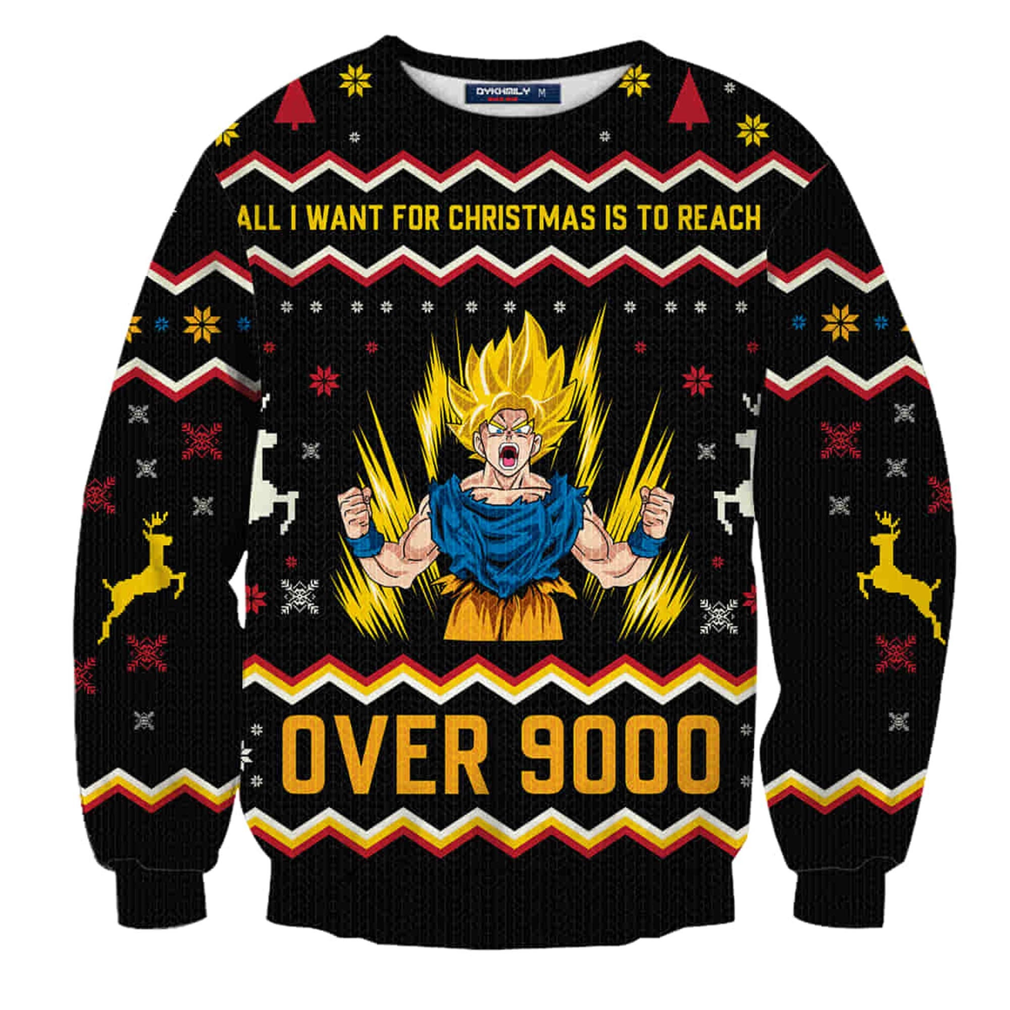All I Want For Christmas Is To Reach Over 9000 Anime Goku Ugly Christmas Sweater