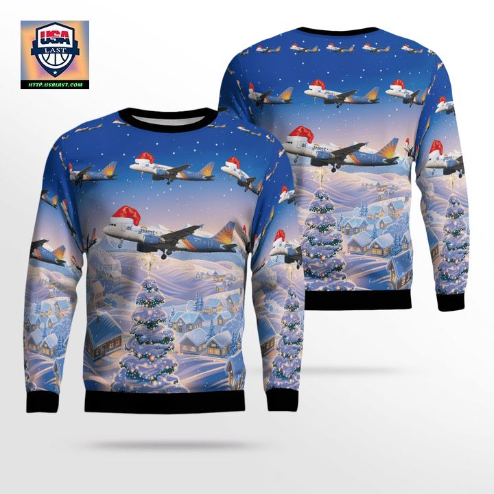 Allegiant Air Airbus A319-111 Christmas Sweater 3D