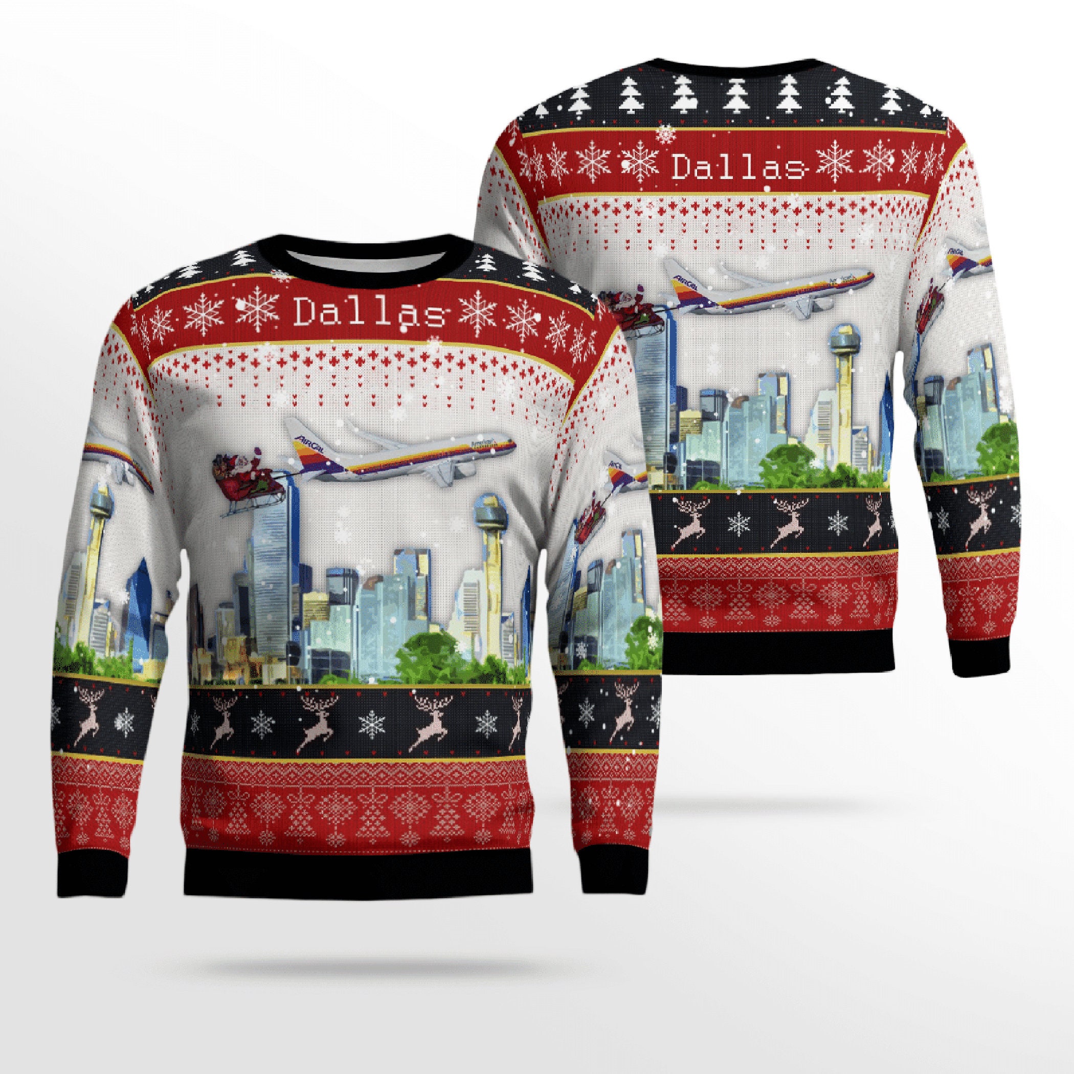 American Airlines Air Cal Heritage With Santa Over Ugly Christmas Sweater