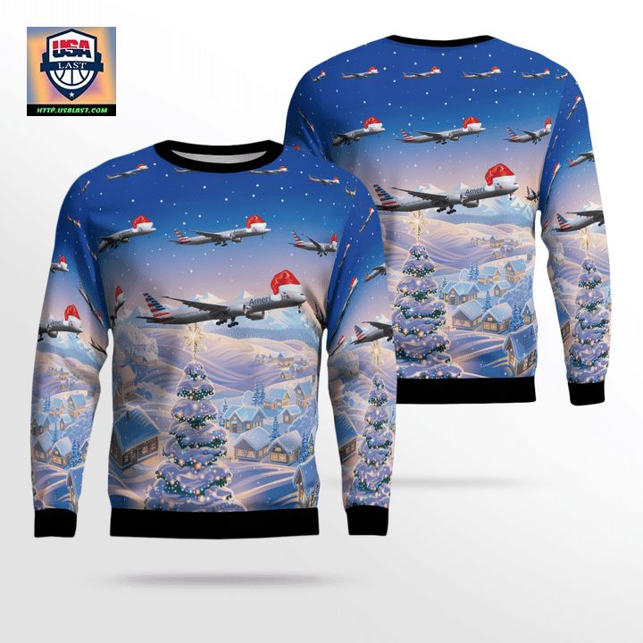 American Airlines Boeing 777-323ER Christmas Sweater 3D