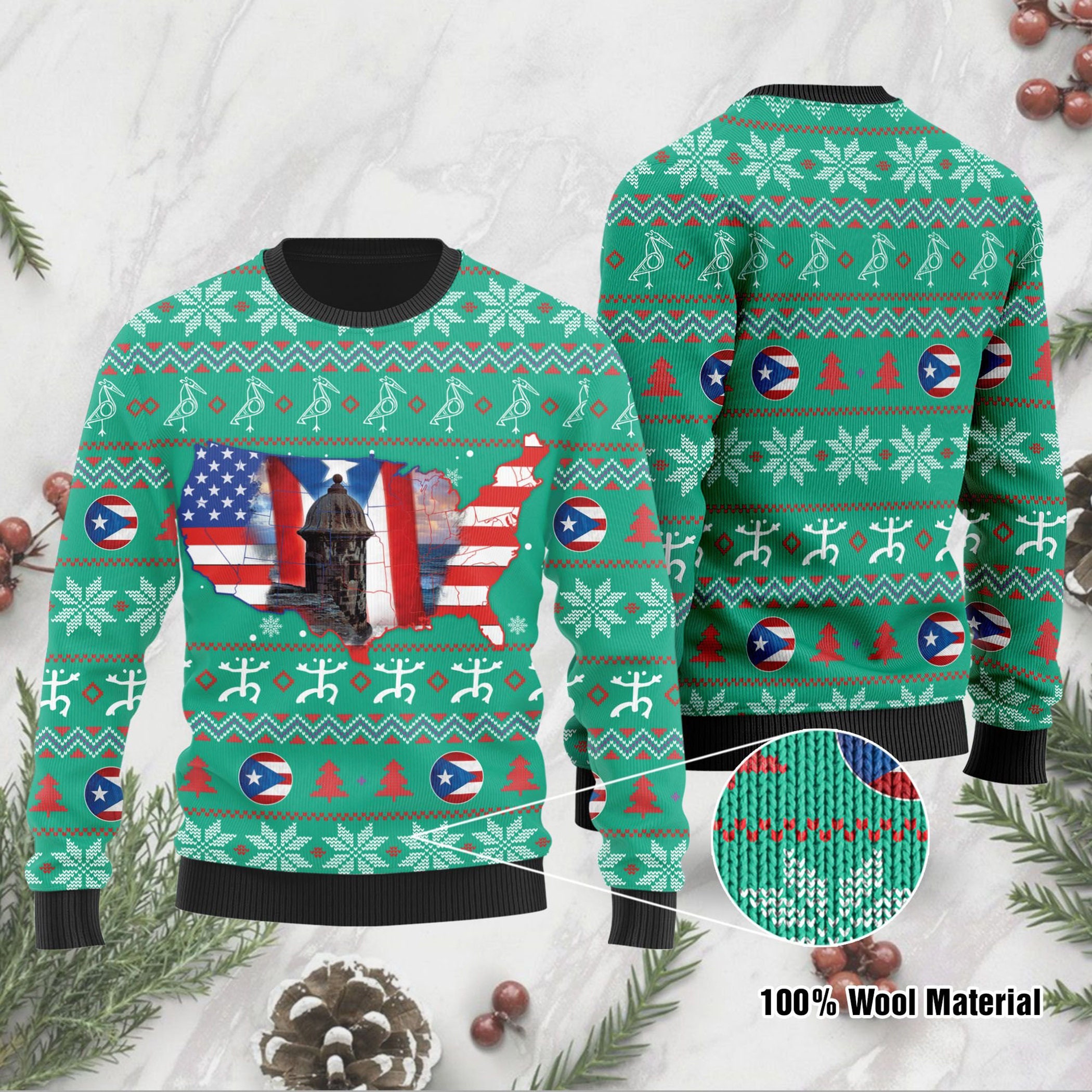 American Puerto Rico Christmas Ugly Christmas Sweater