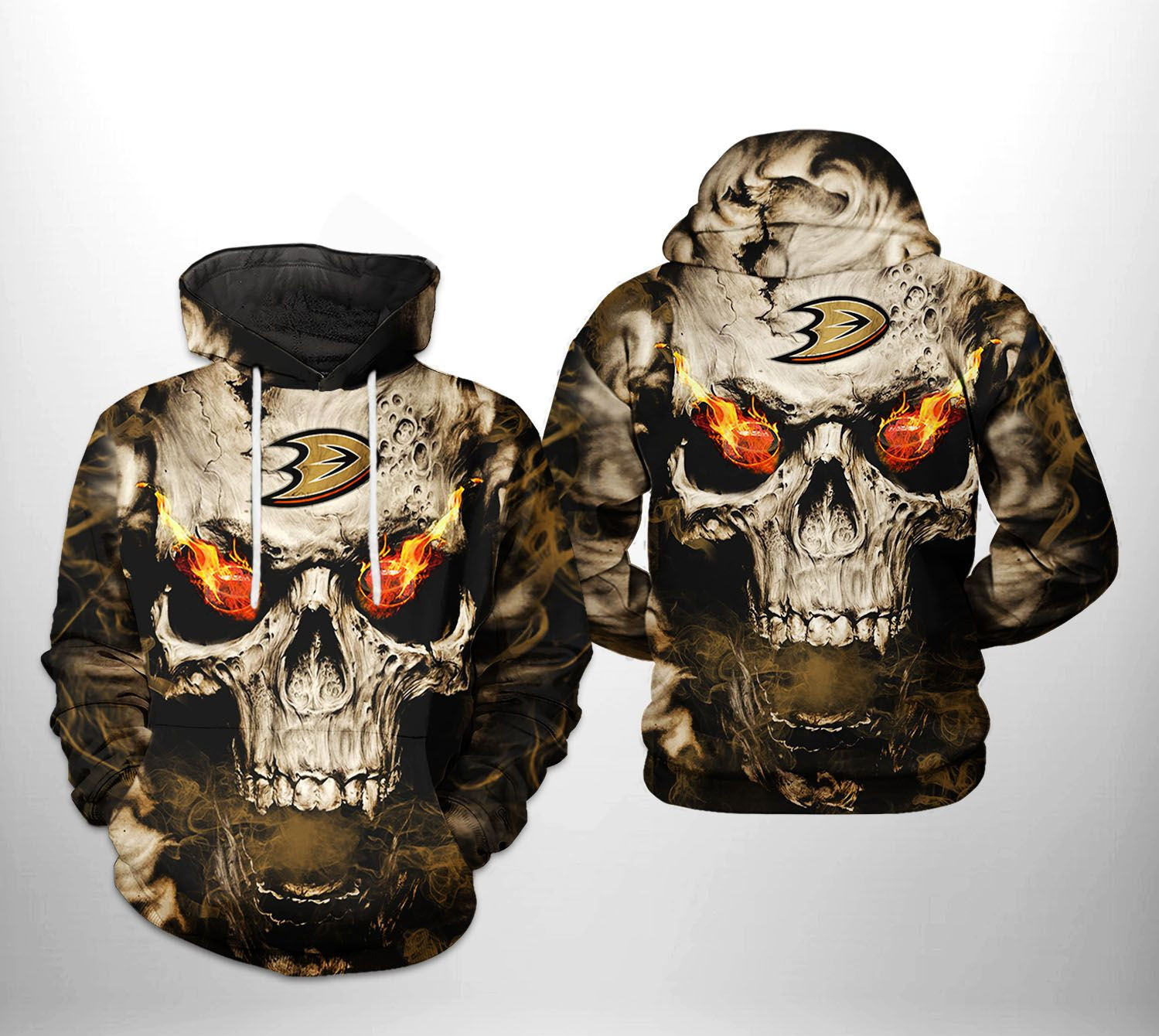 Anaheim Ducks NHL Skull 3D All Over Print Hoodie & Zip Hoodie