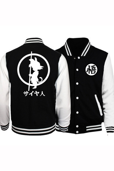 Anime Character Printed Black Baseball Jacket for Men & Women | Anime Fan Gift