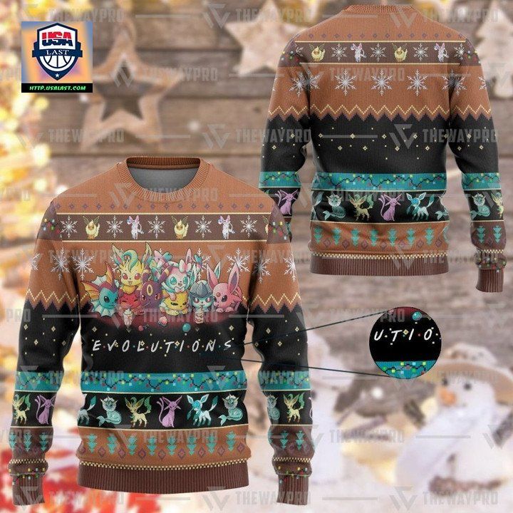 Anime Pokemon Evolutions Christmas Sweater