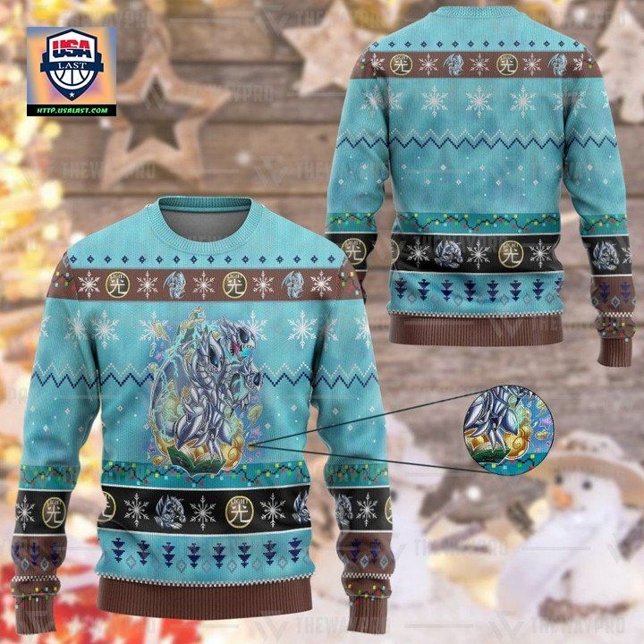 Anime Yu Gi Oh Blue Eyes Toon Ultimate Dragon Christmas Sweater