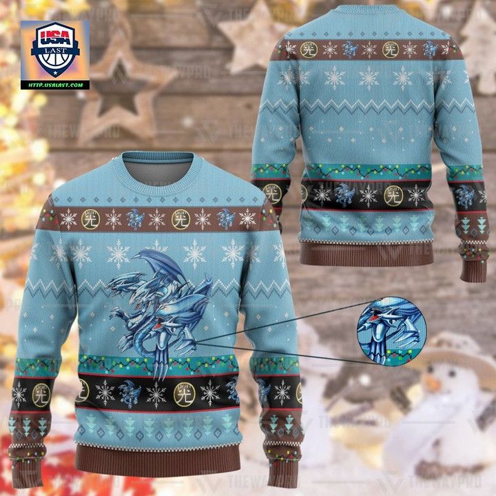 Anime Yu Gi Oh Blue Eyes Ultimate White Dragon Christmas Sweater