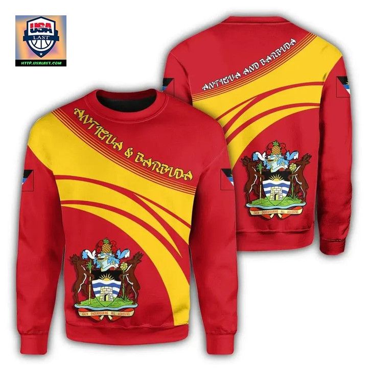 Antigua And Barbuda Coat Of Arms Sweater Cricket Style J5W