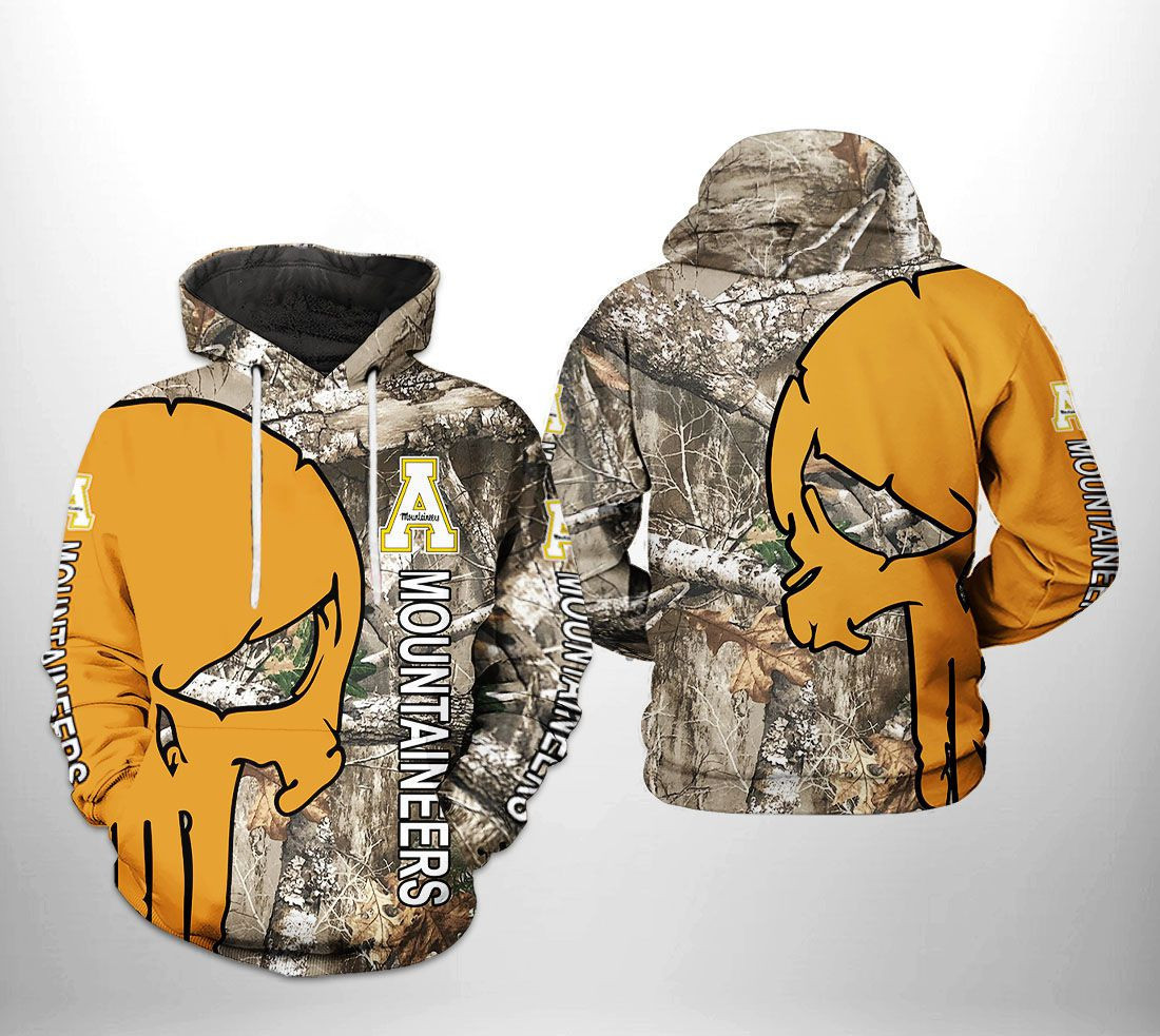 Appalachian State Mountaineers NCAA Camo Veteran Hunting 3D All Over Print Hoodie & Zip Hoodie