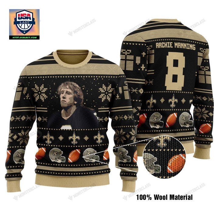 Archie Manning 8 New Orleans Saints Nfl Christmas Sweater